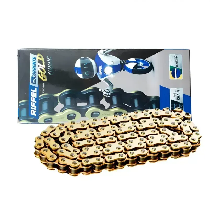 Cadena de moto reforzada Riffel 428 Dorada - 140L