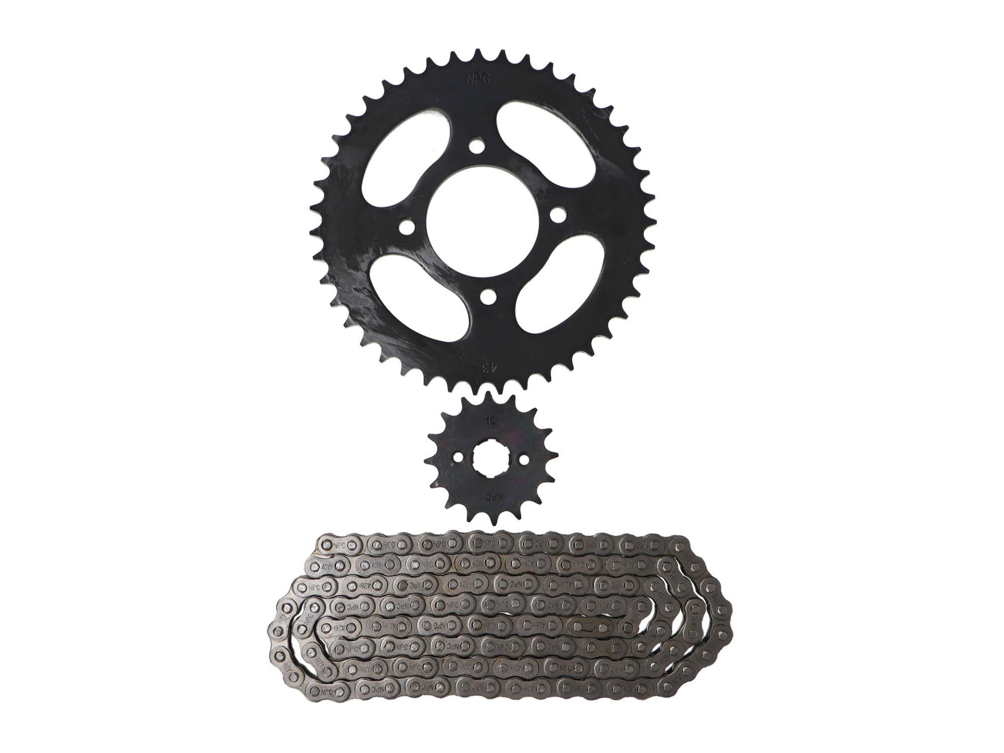Kit Transmision Shark 200-Kenton (16T / 43T) (428Hx132)