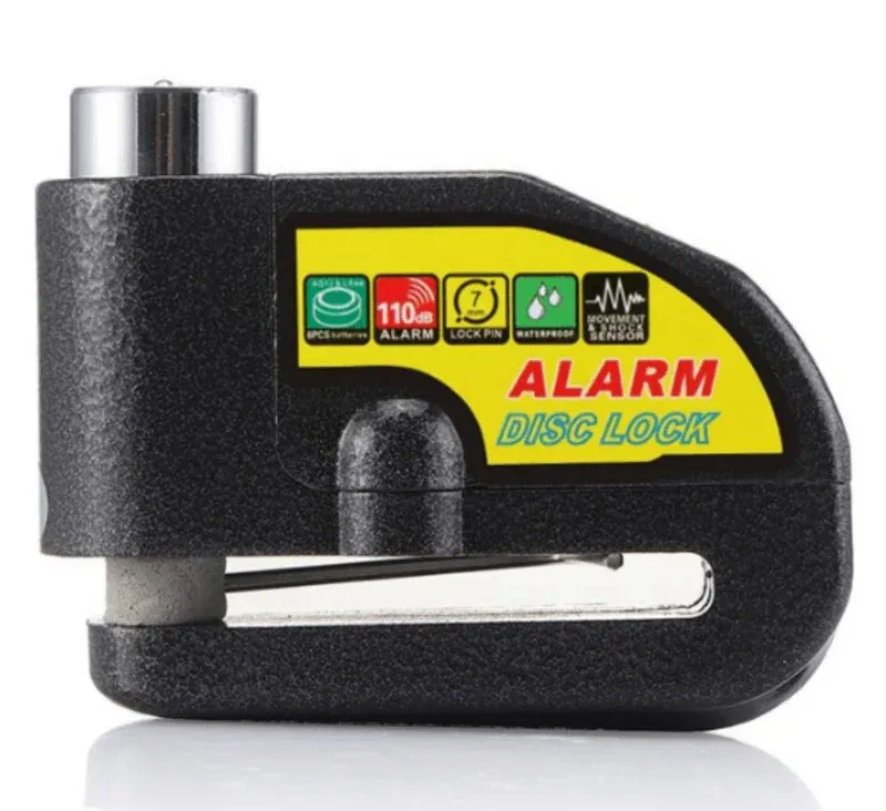 Candado Disco Freno Con Alarma Universal Negro