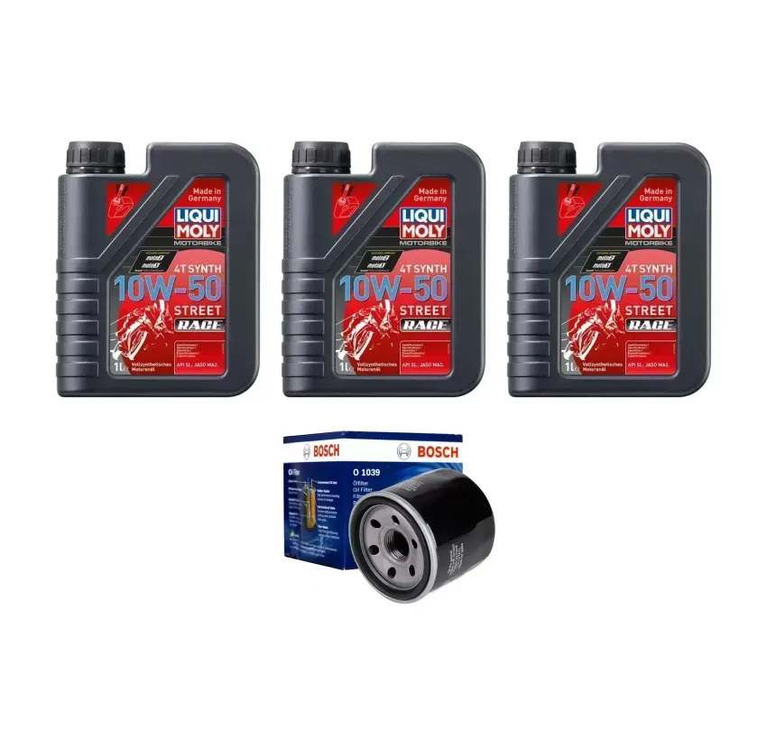 Kit de 3 Aceite Liqui Moly Street Race 10w50 + filtro Bosch