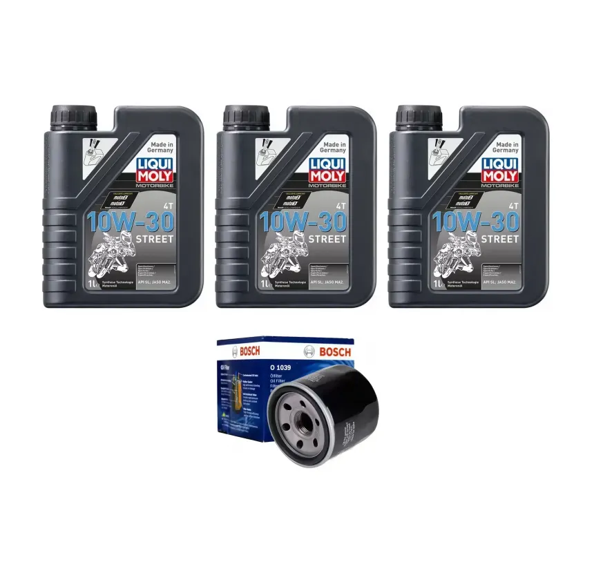 Kit 3 lts Liqui Moly Street 10w30 + Filtro Bosch Honda Cb500 X/f/r/Nc750/Cbr600/1000